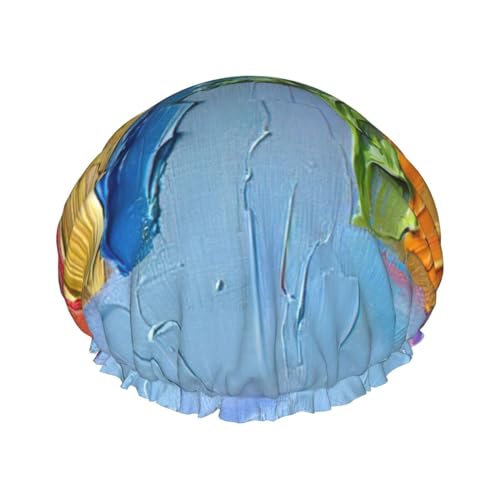 Duschhaube mit kleinem Regenbogen-Druck, doppellagig, für Damen und Herren, für den Heimgebrauch Duschhaube mit kleinem Regenbogen-Druck, doppellagig, für Damen und Herren, für den Heimgebrauch von LIXLZH