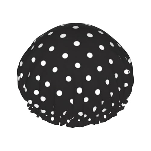 Duschhaube mit weißen Punkten, doppellagig, für Damen und Herren, Duschhaube, Salon, Heimgebrauch von LIXLZH