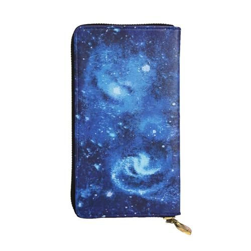 LIXLZH Blue Universe Geldbörse mit Galaxie-Druck, für Damen und Herren, Leder, Münzgeldbörse, Kreditkartenhalter, Organizer, Reißverschluss, Schwarz, Einheitsgröße, Schwarz, Schwarz , Einheitsgröße von LIXLZH