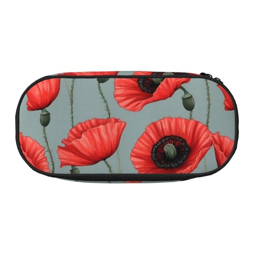LIXLZH Federmäppchen mit rotem Mohnblumen-Druck, Unisex, für Reisen, modische Make-up-Tasche, Schreibwaren, Kulturbeutel von LIXLZH