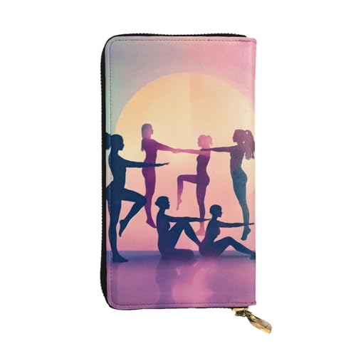 LIXLZH Geldbörse mit Gymnastik-Motiv, für Damen und Herren, Leder, Münzgeldbörse, Kreditkartenhalter, Organizer, Reißverschluss, Schwarz, Einheitsgröße, Schwarz, Schwarz , Einheitsgröße von LIXLZH