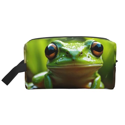 LIXLZH Kosmetiktasche mit Frosch- und Regendruck, Geldbörsen, Zubehör, Organizer, tragbare Reise-Kulturbeutel, Aufbewahrungstasche, Weiß, Einheitsgröße, weiß, Einheitsgröße, weiß, Einheitsgröße von LIXLZH