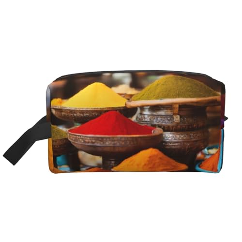 LIXLZH Kosmetiktasche mit Gewürz-Aufdruck, Geldbörse, Zubehör, Organizer, tragbare Reise-Kulturbeutel, Aufbewahrungstasche, Weiß, Einheitsgröße, weiß, Einheitsgröße, weiß, Einheitsgröße von LIXLZH