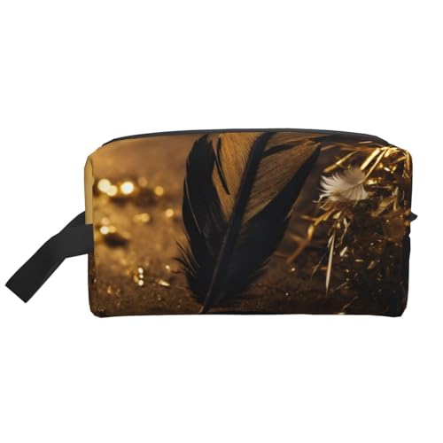 LIXLZH Make-up-Tasche mit Federaufdruck, Geldbörsen, Zubehör, Organizer, tragbare Reise-Kulturbeutel, Aufbewahrungstasche, Weiß, Einheitsgröße, Weiß, weiß, Einheitsgröße von LIXLZH