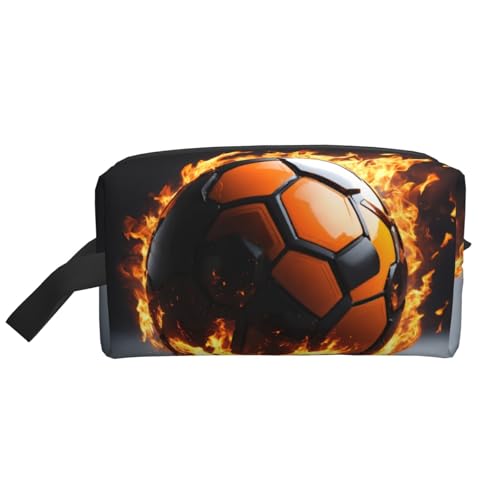 LIXLZH Make-up-Tasche mit Fußball-Aufdruck, Geldbörsen, Zubehör, Organizer, tragbare Reise-Kulturbeutel, Aufbewahrungstasche, weiß, Einheitsgröße, weiß, Einheitsgröße, weiß, Einheitsgröße von LIXLZH