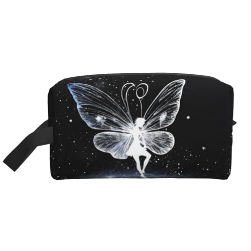LIXLZH Make-up-Tasche mit Schmetterlingsdruck, Geldbörsen, Zubehör, Organizer, tragbare Reise-Kulturbeutel, Aufbewahrungstasche, Weiß, Einheitsgröße, Weiß, weiß, Einheitsgröße von LIXLZH