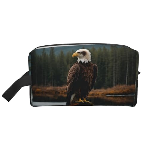 LIXLZH Make-up-Tasche mit fliegendem Adleraufdruck, Geldbörsen, Zubehör, Organizer, tragbare Reise-Kulturbeutel, Aufbewahrungstasche, Weiß, Einheitsgröße, Weiß, weiß, Einheitsgröße von LIXLZH