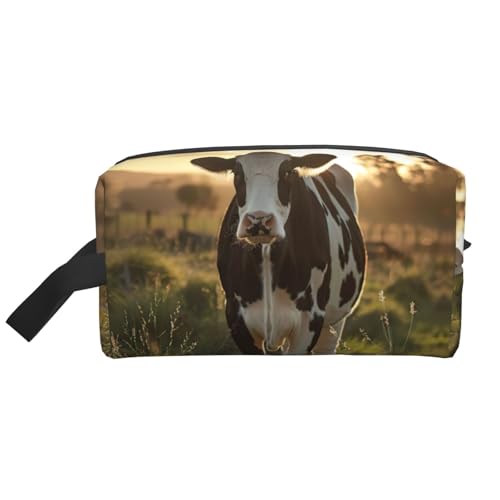 LIXLZH Molkerei-Make-up-Tasche mit Kuh-Aufdruck, Geldbörsen, Zubehör, Organizer, tragbare Reise-Kulturbeutel, Aufbewahrungstasche, Weiß, Einheitsgröße, Weiß, weiß, Einheitsgröße von LIXLZH
