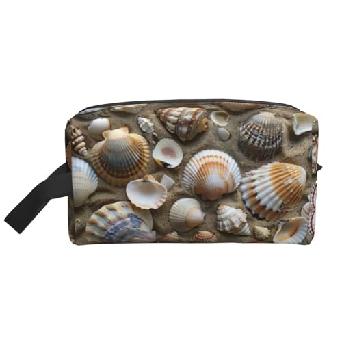 LIXLZH Muscheln Sanddruck Make-up Tasche Geldbörsen Zubehör Organizer Tragbare Reise Kulturbeutel Aufbewahrungstasche Weiß Einheitsgröße Weiß Einheitsgröße, weiß, Einheitsgröße von LIXLZH