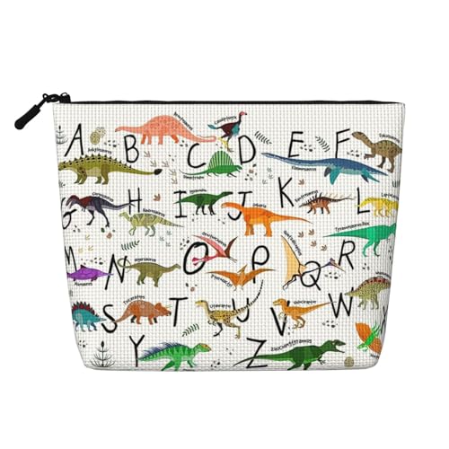 LIXLZH Stilvolle Make-up-Tasche zum Lernen mit Dinosaurier-Aufdruck, tragbare Reise-Kosmetiktasche, einlagig, Make-up-Organizer mit Reißverschluss, Schwarz, Einheitsgröße, Schwarz, Einheitsgröße von LIXLZH
