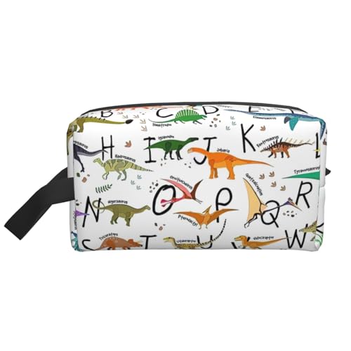 LIXLZH Stilvolle Make-up-Tasche zum Lernen mit Dinosaurier-Druck, Geldbörsen, Zubehör, Organizer, tragbare Reise-Kulturbeutel, Aufbewahrungstasche, Weiß, Einheitsgröße, weiß, Einheitsgröße, weiß von LIXLZH