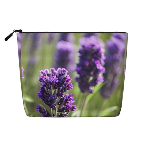 LIXLZH Tragbare Reise-Kosmetiktasche mit Lavendelfarben-Blumendruck, einlagig, Make-up-Organizer mit Reißverschluss, Schwarz, Einheitsgröße, Schwarz, Schwarz , Einheitsgröße von LIXLZH