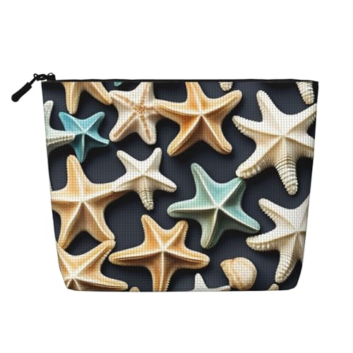 LIXLZH Tragbare Reise-Kosmetiktasche mit Seesternmotiv, einlagig, Make-up-Organizer mit Reißverschluss, Schwarz, Einheitsgröße, Schwarz, Einheitsgröße, Schwarz , Einheitsgröße von LIXLZH