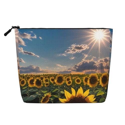 LIXLZH Tragbare Reise-Kosmetiktasche mit Sonnenblumen-Motiv, einlagig, Make-up-Organizer mit Reißverschluss, Schwarz, Einheitsgröße, Schwarz, Einheitsgröße, Schwarz , Einheitsgröße von LIXLZH
