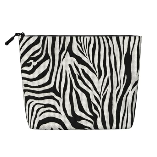 LIXLZH Tragbare Reise-Kosmetiktasche mit Zebramuster, einlagig, Make-up-Organizer mit Reißverschluss, Schwarz, Einheitsgröße, Schwarz, One Size von LIXLZH