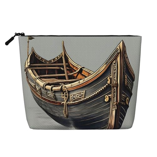 LIXLZH Tragbare Reise-Kosmetiktasche mit altem Wikinger-Boot-Aufdruck, einlagig, Make-up-Organizer mit Reißverschluss, Schwarz, Einheitsgröße, Schwarz, Schwarz , Einheitsgröße von LIXLZH