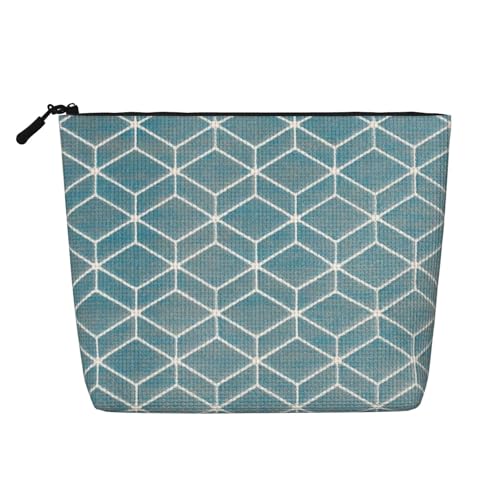 LIXLZH Tragbare Reise-Kosmetiktasche mit blauem Gittermuster, einlagig, Make-up-Organizer mit Reißverschluss, Schwarz, Einheitsgröße, Schwarz, Einheitsgröße, Schwarz , Einheitsgröße LIXLZH Tragbare Reise-Kosmetiktasche mit blauem Gittermuster, einlagig, Make-up-Organizer mit Reißverschluss, Schwarz, Einheitsgröße, Schwarz, Einheitsgröße, Schwarz , Einheitsgröße von LIXLZH