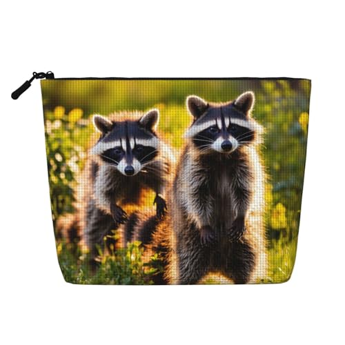 LIXLZH Tragbare Reise-Kosmetiktasche mit niedlichem Waschbär-Druck, einlagig, Make-up-Organizer mit Reißverschluss, Schwarz, Einheitsgröße, Schwarz, Einheitsgröße, Schwarz , Einheitsgröße von LIXLZH