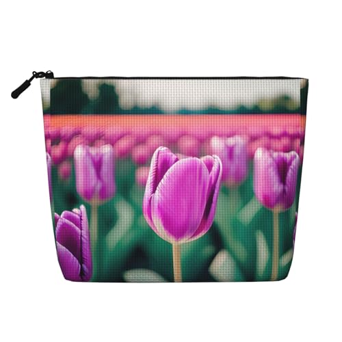 LIXLZH Tragbare Reise-Kosmetiktasche mit violettem Tulpenmuster, einlagig, Make-up-Organizer mit Reißverschluss, Schwarz, Einheitsgröße, Schwarz, Einheitsgröße, Schwarz , Einheitsgröße LIXLZH Tragbare Reise-Kosmetiktasche mit violettem Tulpenmuster, einlagig, Make-up-Organizer mit Reißverschluss, Schwarz, Einheitsgröße, Schwarz, Einheitsgröße, Schwarz , Einheitsgröße von LIXLZH