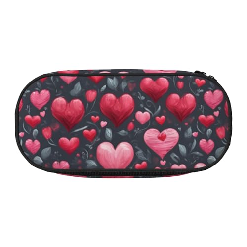 LIXLZH Unisex-Federmäppchen mit Aufdruck "Happy Valentine's Day", modisch, Make-up-Tasche, Schreibwaren, Toilettenartikel von LIXLZH