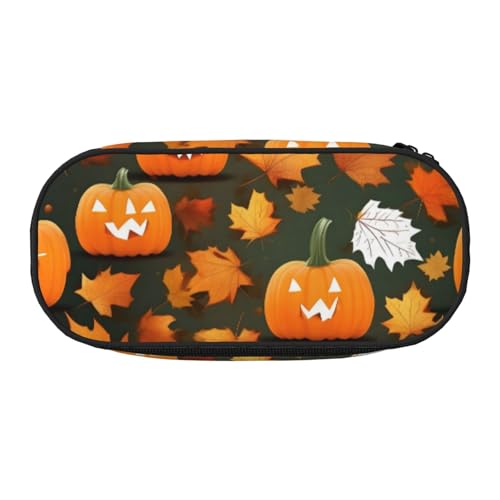 LIXLZH Unisex-Federmäppchen mit Aufschrift "Happy Thanksgiving Day" mit Kürbis-Aufdruck, modische Make-up-Tasche, Schreibwaren, Kulturbeutel von LIXLZH