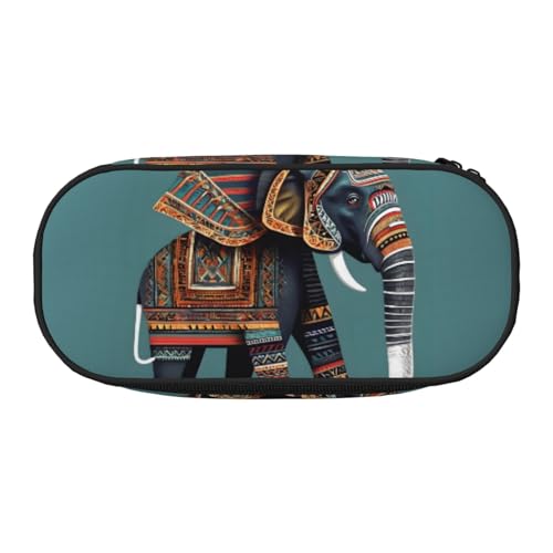 LIXLZH Unisex-Federmäppchen mit Azteken-Elefantenmuster, modisch, Make-up-Tasche, Schreibwaren, Kulturbeutel von LIXLZH