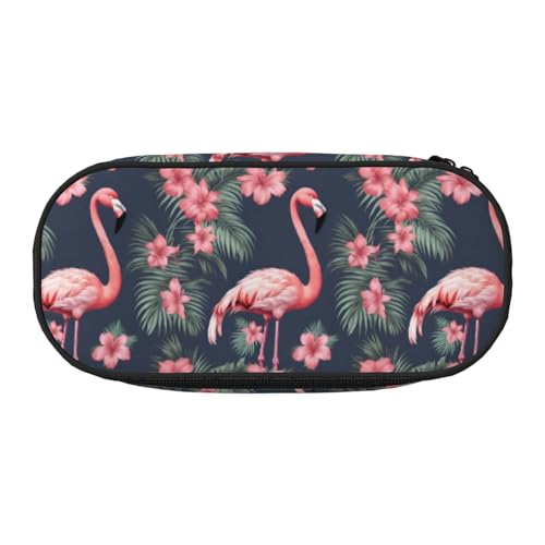 LIXLZH Unisex-Federmäppchen mit Blumenmuster und Flamingo-Druck, modische Make-up-Tasche, Schreibwaren, Kulturbeutel von LIXLZH