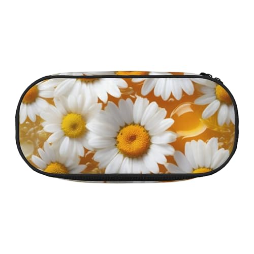 LIXLZH Unisex-Federmäppchen mit Gänseblümchen-Aufdruck, modische Make-up-Tasche, Schreibwaren, Kulturbeutel von LIXLZH