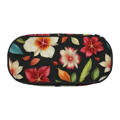 LIXLZH Unisex-Federmäppchen mit Hawaii-Blumendruck, modisch, Make-up-Tasche, Schreibwaren, Kulturbeutel von LIXLZH