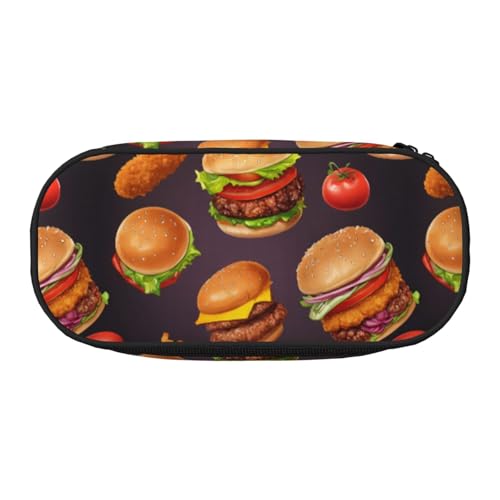 LIXLZH Unisex-Federmäppchen mit Hühnerbein-Burger-/Getränke-Aufdruck, modische Make-up-Tasche, Schreibwaren, Kulturbeutel von LIXLZH