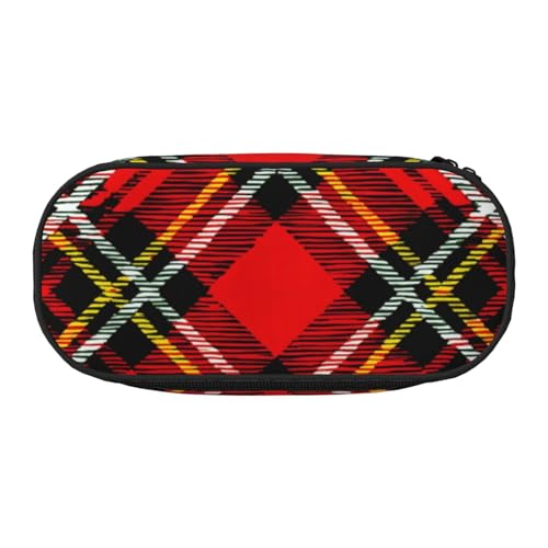 LIXLZH Unisex-Federmäppchen mit Karomuster, Rot und Schwarz, für Reisen, modische Make-up-Tasche, Schreibwaren, Toilettenartikel von LIXLZH