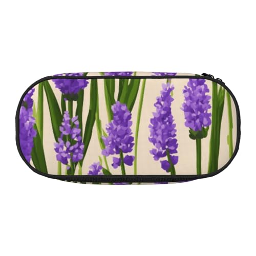 LIXLZH Unisex-Federmäppchen mit Lavendel-Stempeldruck, modische Make-up-Tasche, Schreibwaren, Toilettenartikel-Organizer von LIXLZH