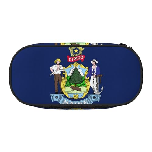 LIXLZH Unisex-Federmäppchen mit Maine State Flagge, modisch, Make-up-Tasche, Schreibwaren, Kulturbeutel von LIXLZH