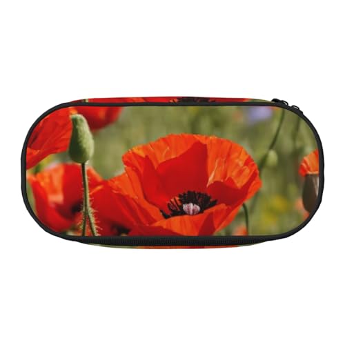 LIXLZH Unisex-Federmäppchen mit Mohnblumen-Motiv, modisch, Make-up-Tasche, Schreibwaren, Kulturbeutel von LIXLZH