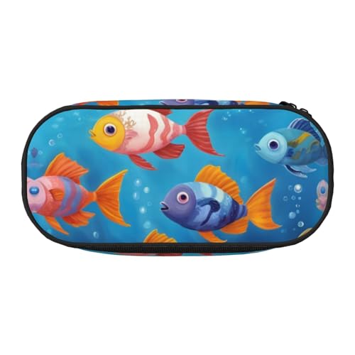 LIXLZH Unisex-Federmäppchen mit Ozeanfisch-Motiv, modische Make-up-Tasche, Schreibwaren, Kulturbeutel von LIXLZH