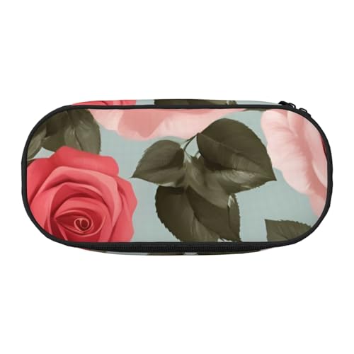 LIXLZH Unisex-Federmäppchen mit Rosen-Blumen-Druck, modisch, Make-up-Tasche, Schreibwaren, Kulturbeutel von LIXLZH