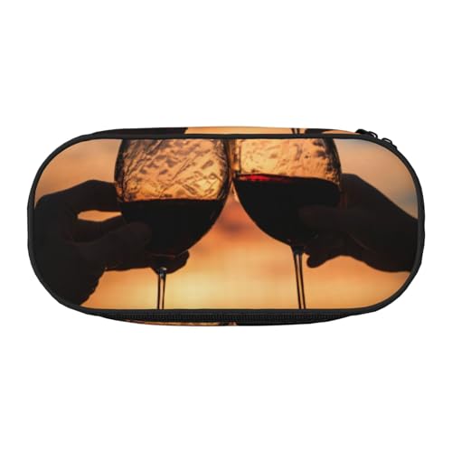 LIXLZH Unisex-Federmäppchen mit Rotweinglas-Aufdruck, modisch, Make-up-Tasche, Schreibwaren, Toilettenartikel-Organizer von LIXLZH