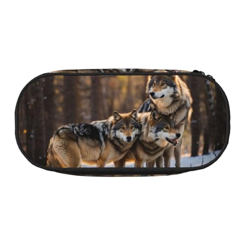 LIXLZH Unisex-Federmäppchen mit Wolfs-Aufdruck, modisch, Make-up-Tasche, Schreibwaren, Kulturbeutel von LIXLZH