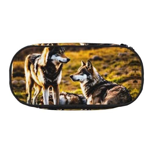 LIXLZH - Unisex-Federmäppchen mit Wolfs-Motiv, für Reisen, modische Make-up-Tasche, Kosmetik-Organizer von LIXLZH