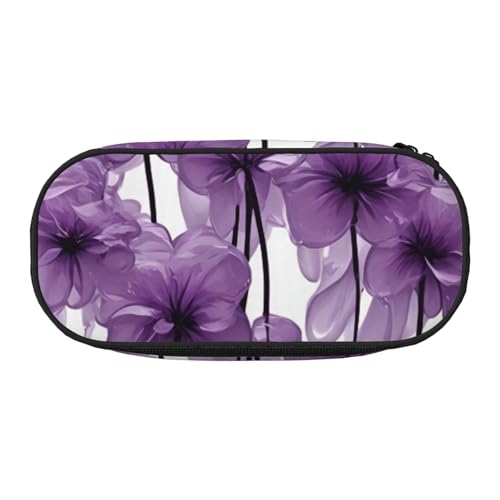 LIXLZH Unisex-Federmäppchen mit abstraktem violettem Weinblumen-Druck, modisch, Make-up-Tasche, Schreibwaren, Kulturbeutel von LIXLZH