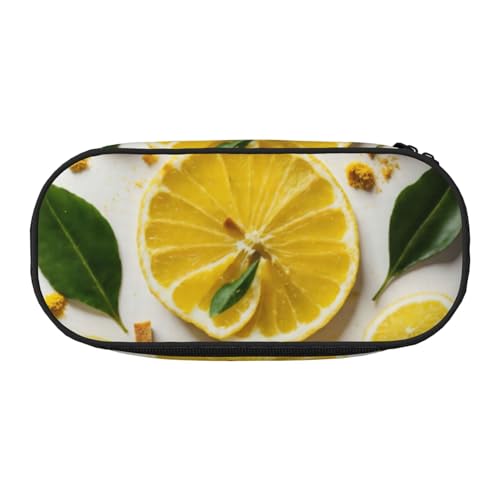 LIXLZH Unisex-Federmäppchen mit gelbem Zitronen-Druck, modisch, Make-up-Tasche, Schreibwaren, Kulturbeutel von LIXLZH