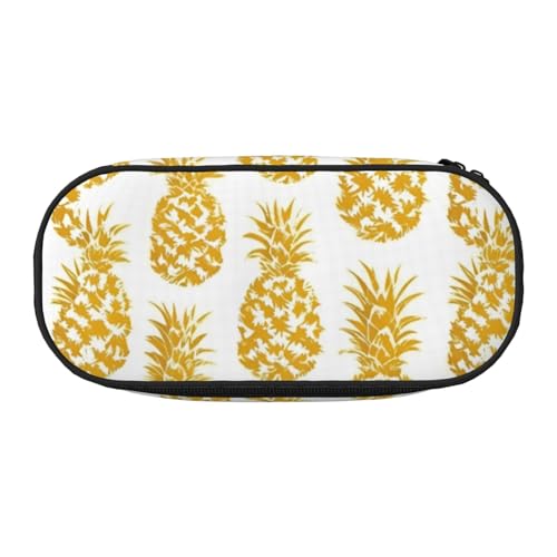 LIXLZH Unisex-Federmäppchen mit goldenem Ananas-Druck, für Reisen, modische Make-up-Tasche, Schreibwaren, Kulturbeutel von LIXLZH