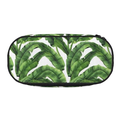 LIXLZH Unisex-Federmäppchen mit grünen Bananenblättern, modisch, Make-up-Tasche, Schreibwaren, Kulturbeutel von LIXLZH