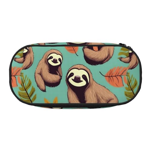 LIXLZH Unisex-Federmäppchen mit niedlichem Faultier-Aufdruck, modische Make-up-Tasche, Schreibwaren, Toilettenartikel-Organizer von LIXLZH