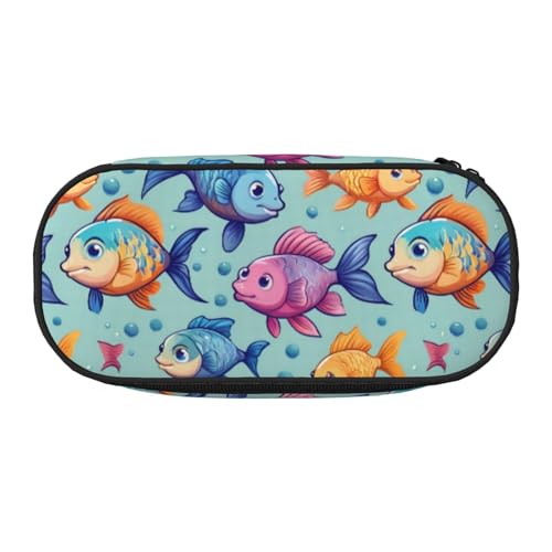 LIXLZH Unisex-Federmäppchen mit niedlichem Fisch-Aufdruck, modische Make-up-Tasche, Schreibwaren, Toilettenartikel von LIXLZH
