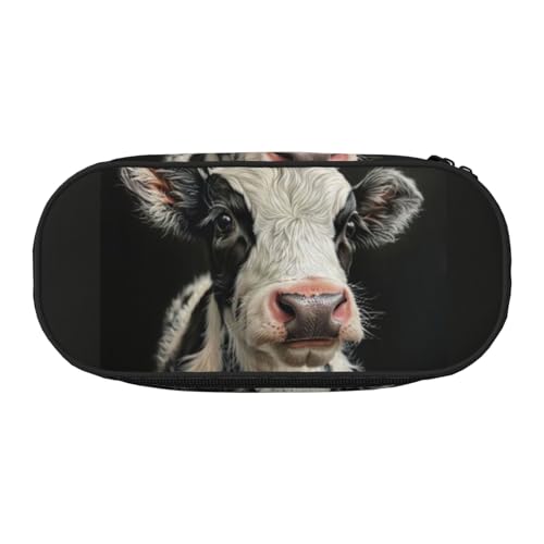 LIXLZH Unisex-Federmäppchen mit niedlichem Kuh-Aufdruck, modische Make-up-Tasche, Schreibwaren, Kulturbeutel von LIXLZH