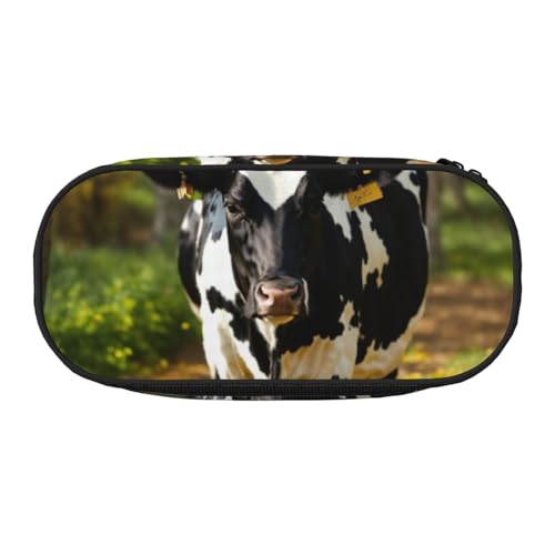LIXLZH Unisex-Federmäppchen mit niedlichem Kuh-Aufdruck, modische Make-up-Tasche, Schreibwaren, Kulturbeutel von LIXLZH