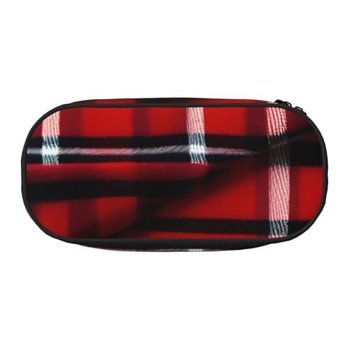 LIXLZH Unisex-Federmäppchen mit rotem und schwarzem Karomuster, für Reisen, modische Make-up-Tasche, Schreibwaren, Toilettenartikel von LIXLZH