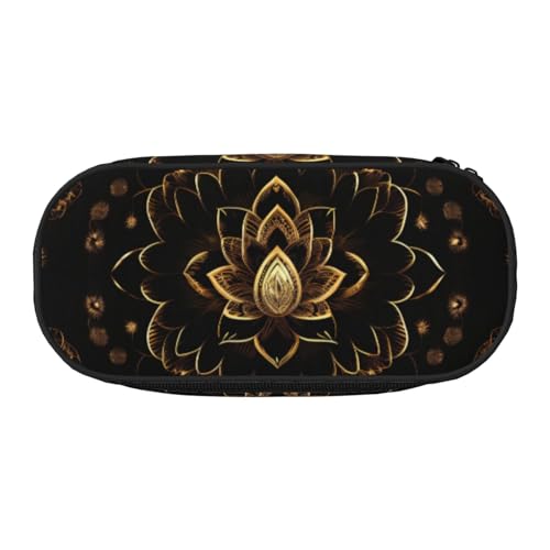 LIXLZH Unisex Federtasche mit goldenem Lotusblütenmuster, modische Make-up-Tasche, Wickel-Organizer von LIXLZH