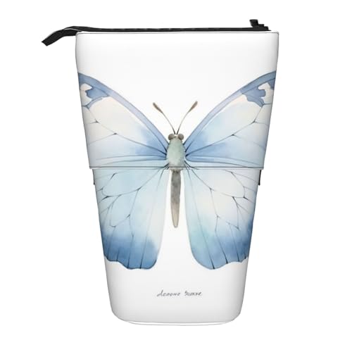Lixlzh Blue Buteerfly Druck-Teleskop-Federmäppchen aus Polyester, Stifthalter, Schreibwaren, Büro, Organizer-Box, Schwarz, One Size, Art-Deco von LIXLZH
